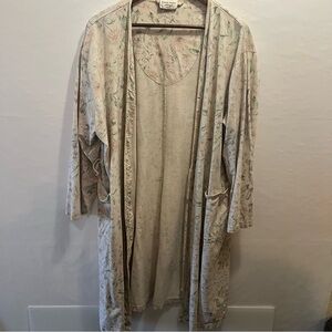 Amanda Stewart Country Cottage Floral Full Length Robe Vtg Sz L